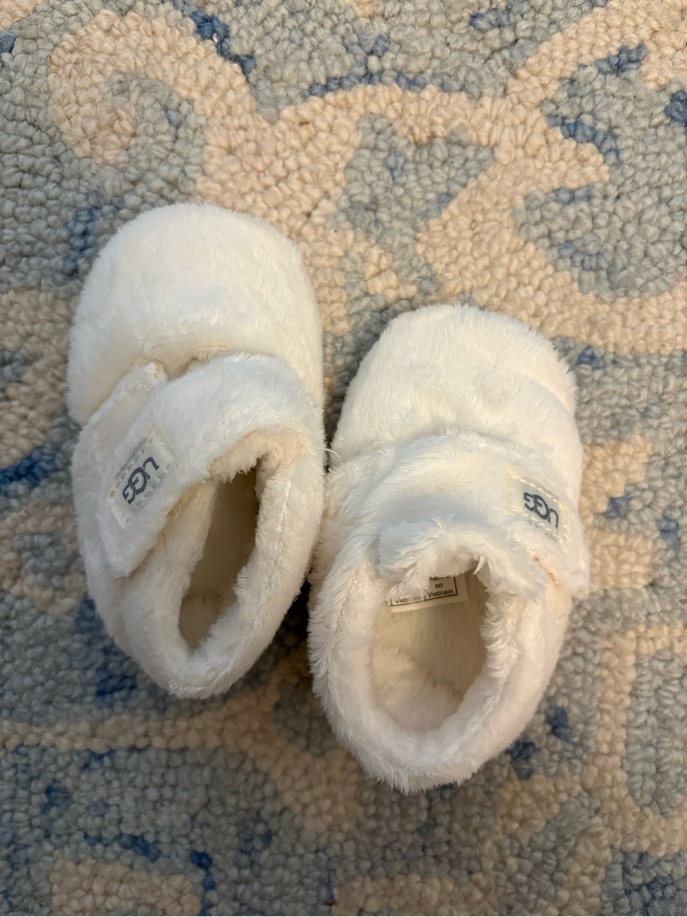 UGG Cream Plush Infant Velcro Booties
